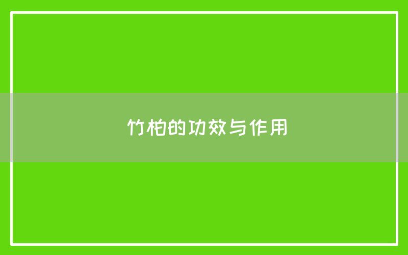 竹柏的功效与作用