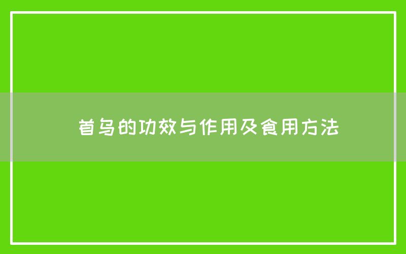 首乌的功效与作用及食用方法