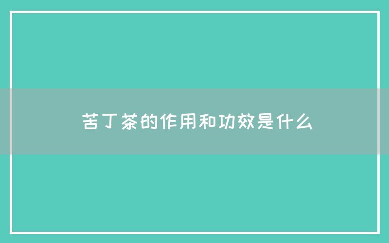 苦丁茶的作用和功效是什么