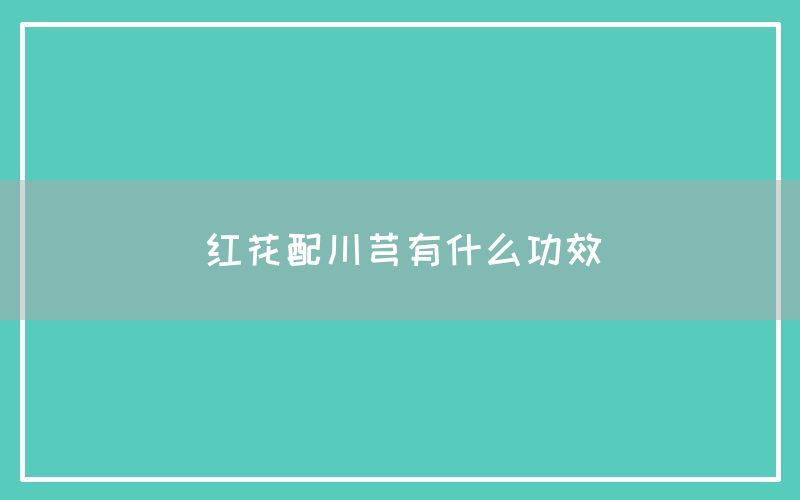 红花配川芎有什么功效和作用