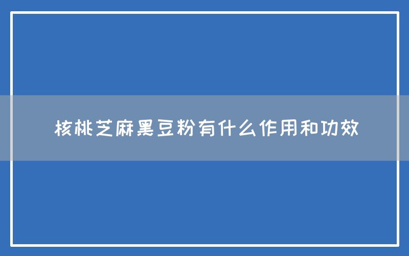 核桃芝麻黑豆粉有什么作用和功效