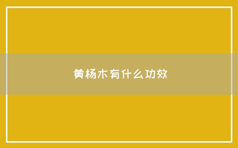 黄杨木有什么功效和作用