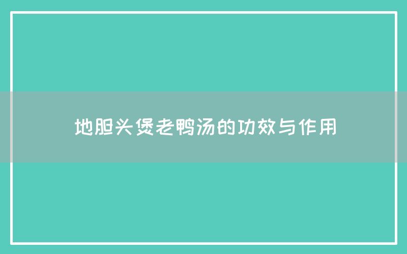 地胆头煲老鸭汤的功效与作用(图1)