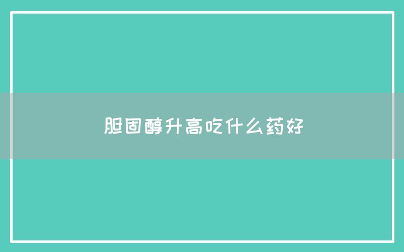 胆固醇升高吃什么药好