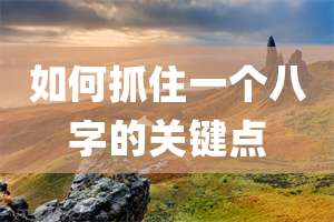 如何抓住一个八字的关键点