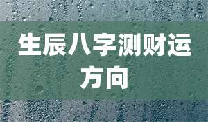 生辰八字测财运方向