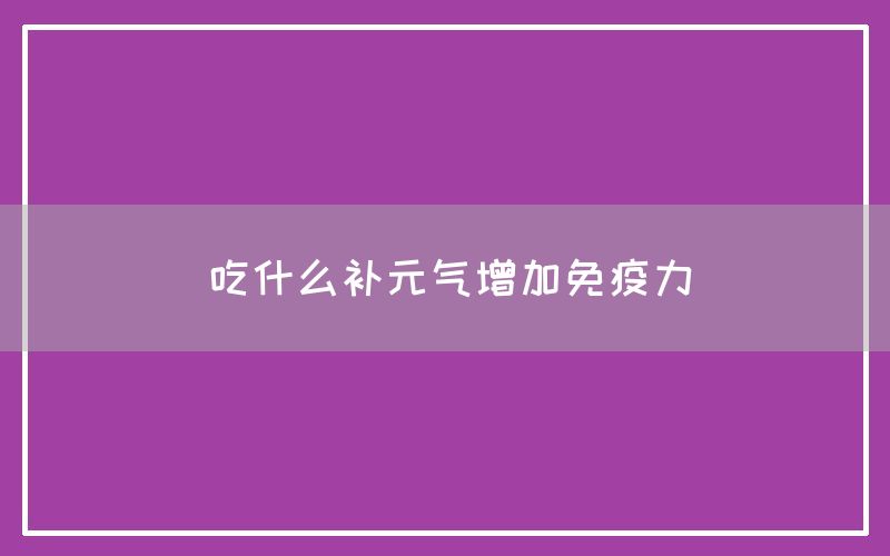 吃什么补元气增加免疫力